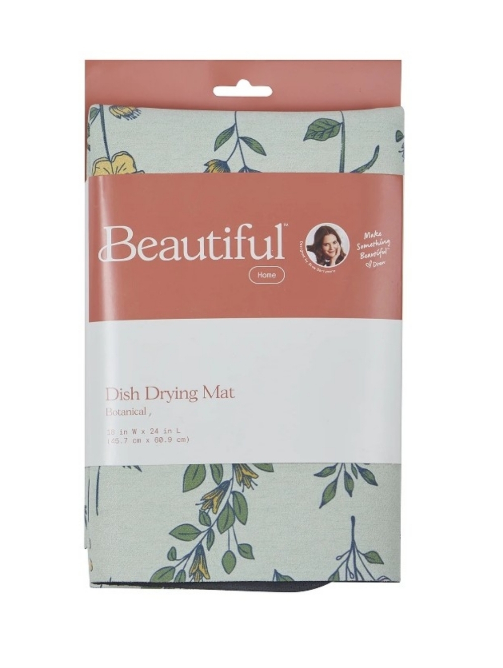 Beautiful Kitchen Botanical Dish Drying Mat with Bottom Grip and Highly Absorben